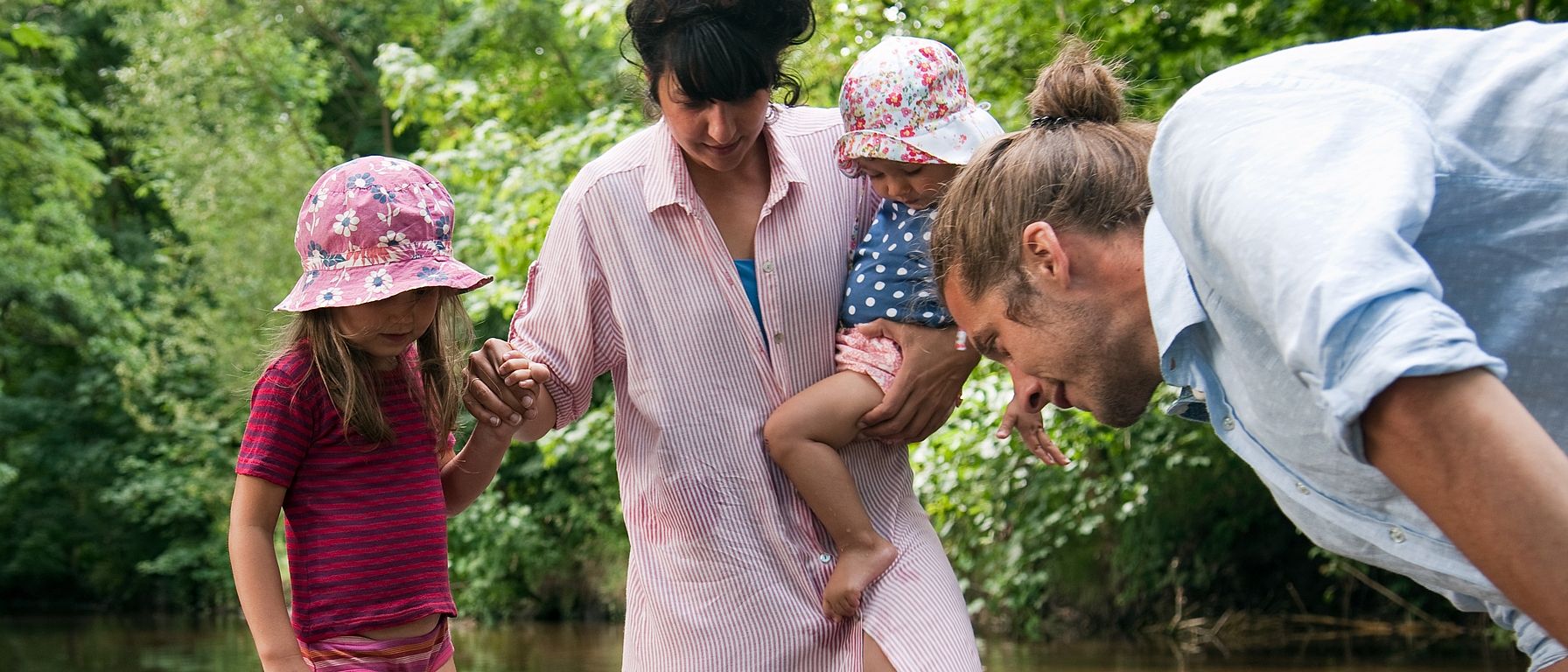 Family in the woods