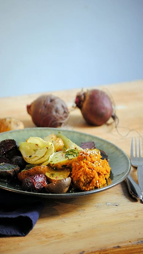 lunch with vegetables and lentils
