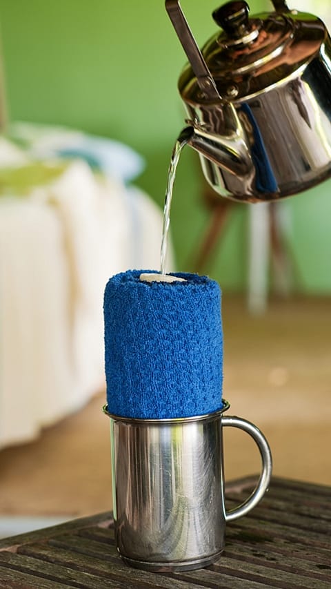 warming towels with water