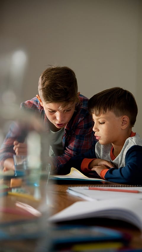 2 boys doing homework