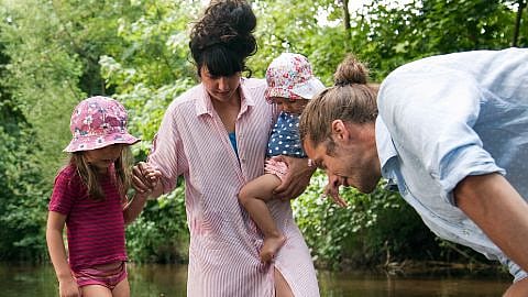 Family in the woods