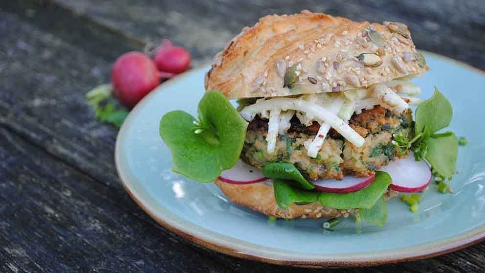 Springtime Burger on plate