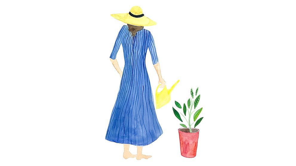 Women watering a plant